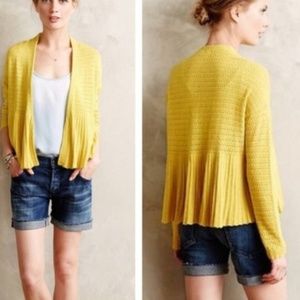 Anthropologie Moth Pointelle sweater cardi mustard